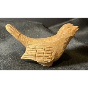 Solid Hand Carved Wooden Singing  Bird 3 Inches By 4.5 Inches